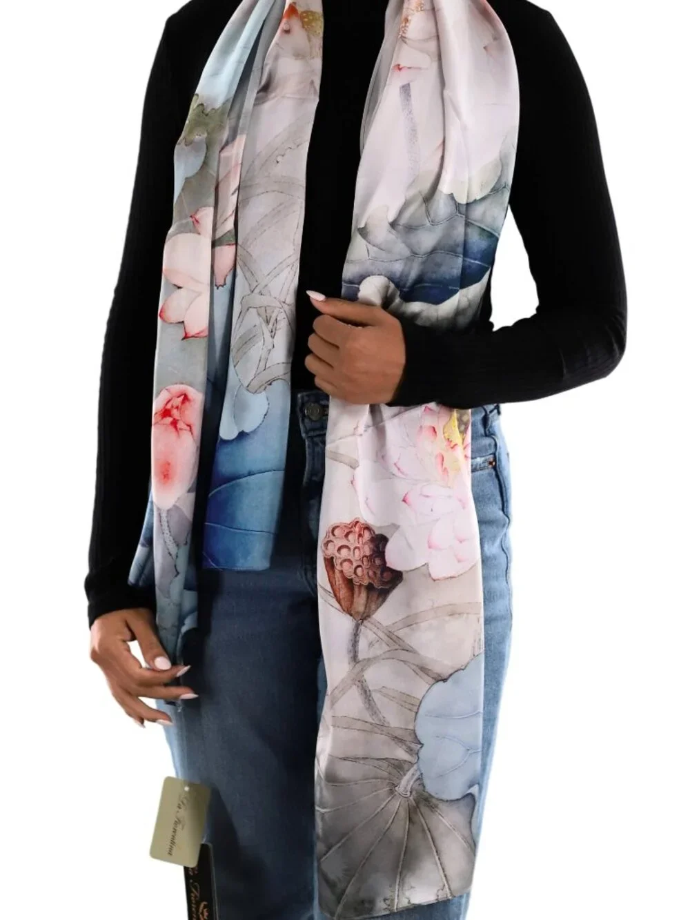 Silk Floral Print Scarf